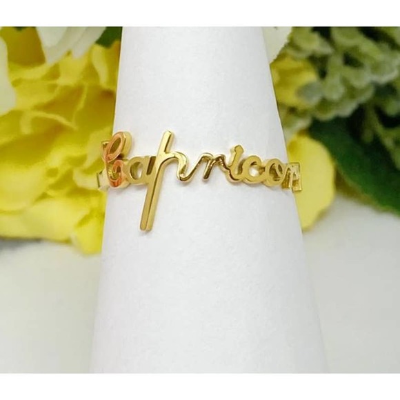Capricorn Zodiac Scripted Stacking Layering Ring - Picture 1 of 6